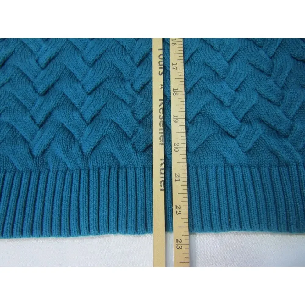 Lands'End Drifter Cable Knit Sweater‎ Womens Large Blue/Green Boho Coastal Warm